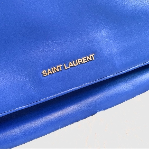 Saint Laurent Large Fold-Over Clutch, Bleu Major - Picture 2 of 7